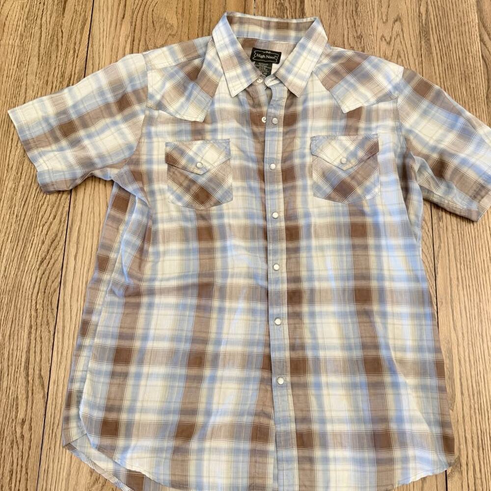 Men's Sz L High Noon Short Sleeve- Pearl Snap